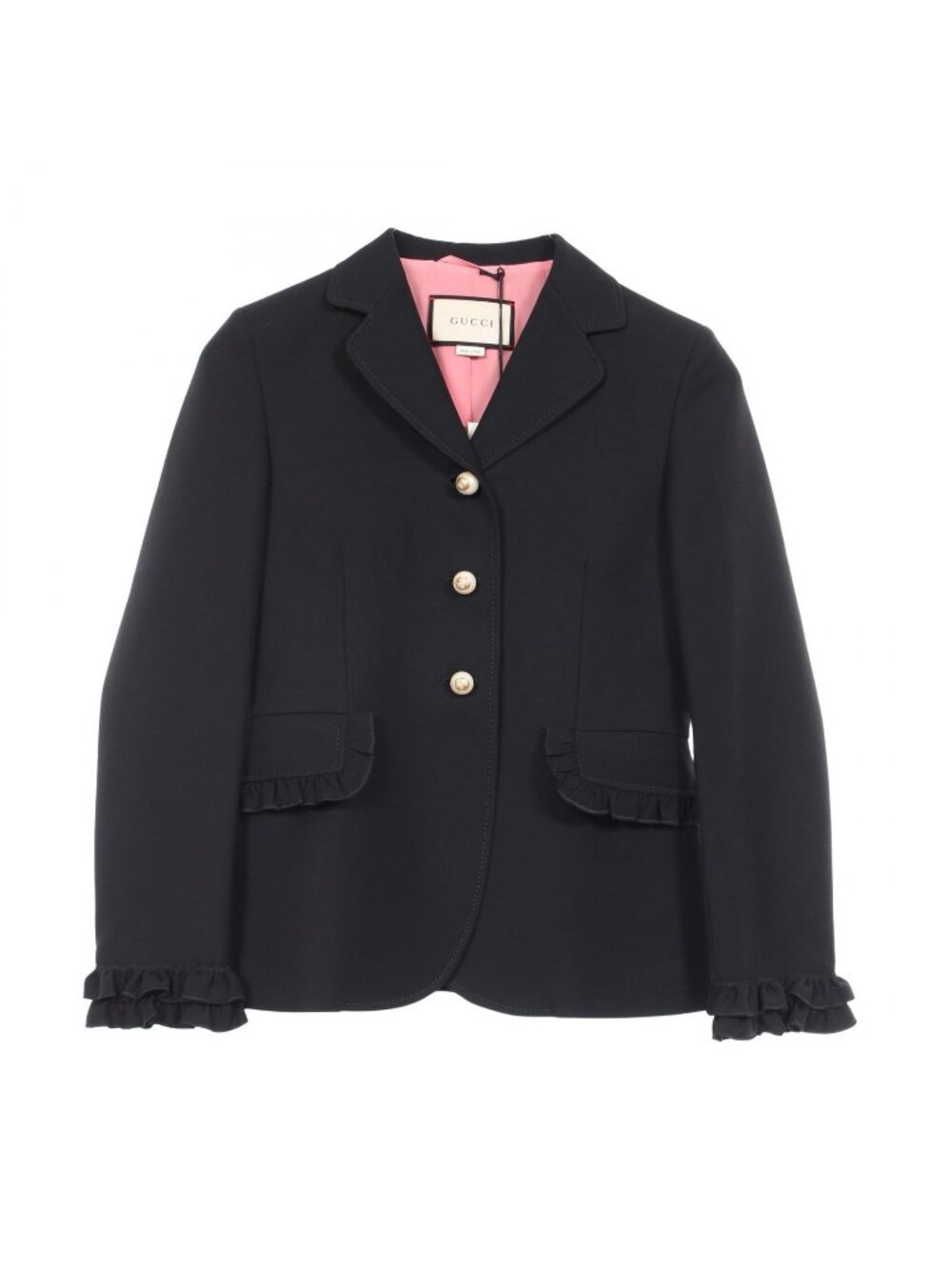 Gucci Tailored Jacket Faux Pearl Ruffle Wool Silk